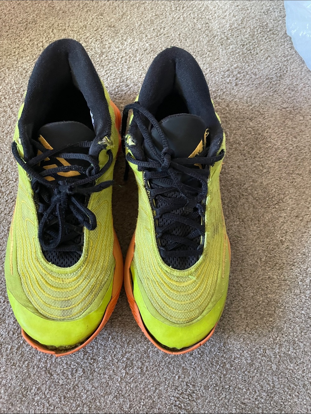Nike Men's Neon Yellow and Orange Athletic Running Shoes